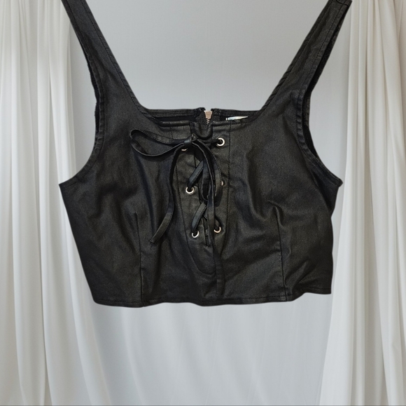Revamped Tops - Revamped Black Lace-Up Women's Crop Top
